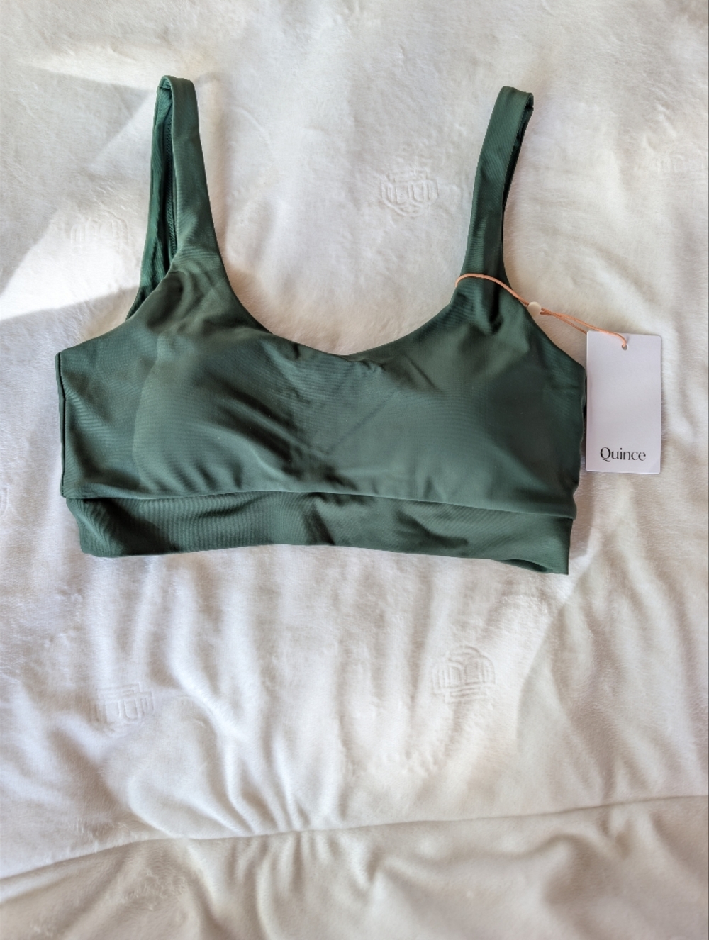 NWT Quince Women's Swim Bikini Top Dark Green Size Medium